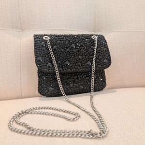 Banana Republic Black and Silver Quilted Clutch
